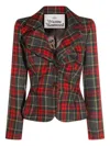 Vivienne Westwood Drunken Jacket With Tartan Wool Pattern In Red