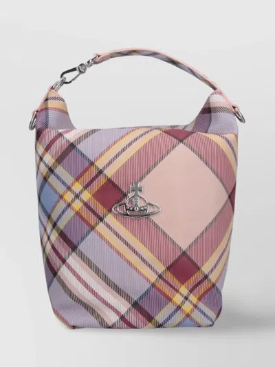Vivienne Westwood Plaid Top Handle Shoulder Bag With Adjustable Strap