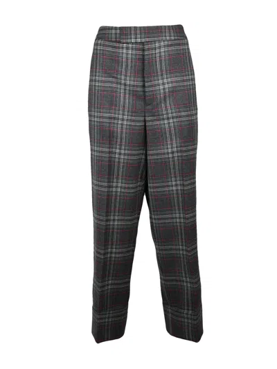 Vivienne Westwood Plaid Wide Leg Trousers With High Waist Design In Black