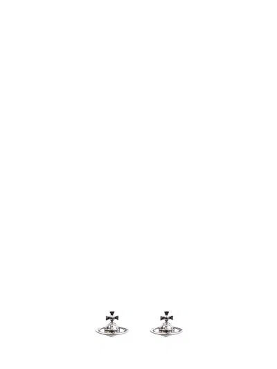 Vivienne Westwood Platinum Metal Lorelei Stud Earrings In Silver