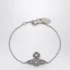 Vivienne Westwood Platinum Orb Logo Bracelet In Brown