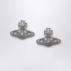 Vivienne Westwood Platinum Orb Logo Earrings In Metallic