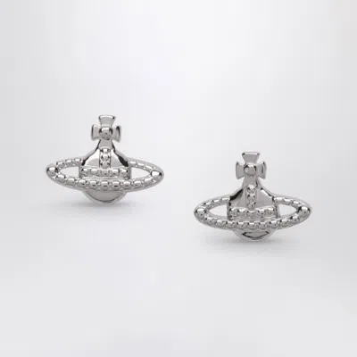 Vivienne Westwood Platinum Orb Logo Earrings In Metallic