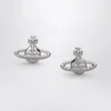 Vivienne Westwood Platinum Orb Logo Earrings In Green