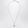 Vivienne Westwood Platinum Orb Pendant Necklace With Crystals In Metallic