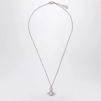 Vivienne Westwood Platinum Orb Pendant Necklace With Crystals In Metallic