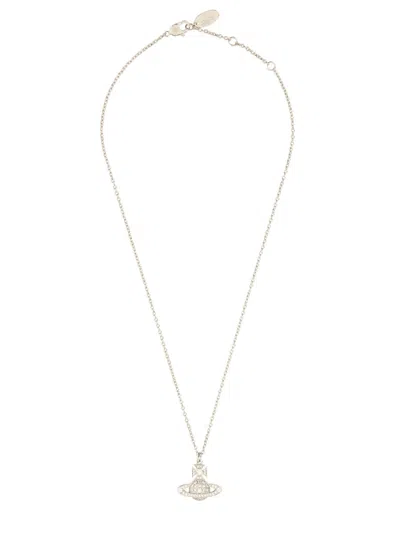 Vivienne Westwood Platinum Orb Pendant Necklace With Crystals In Brown