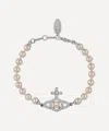 Vivienne Westwood Platinum-plated Olympia Pearl Bracelet In Metallic