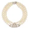 Vivienne Westwood Three Row Faux Pearl Bas Relief Choker In Platinum/pearl/crystal