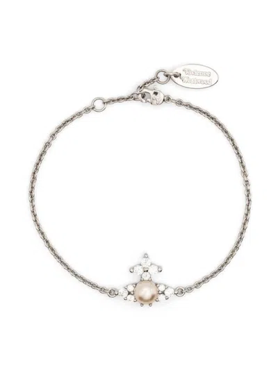 Vivienne Westwood Feodora Bracelet In Platinum/white/creamrose