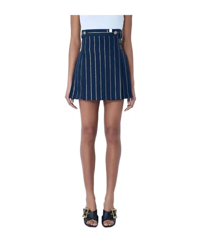 Vivienne Westwood Pleated Button Mini Skirt In Blue