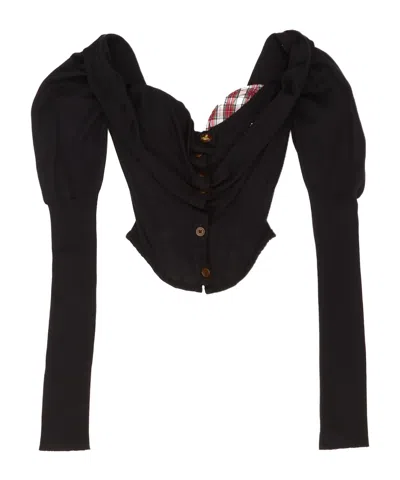 Vivienne Westwood Pleated Cardigan In Black