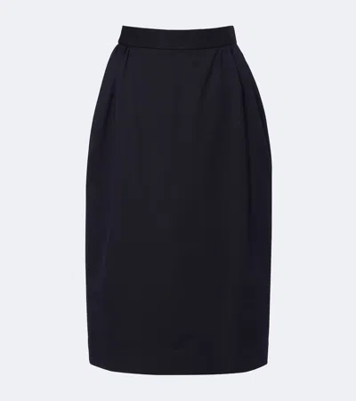 Vivienne Westwood Pleated Cotton And Wool Pencil Skirt In Blue