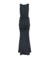 Vivienne Westwood Long Ginnie Pencil Dress Fluid Viscose Satin Black 40 Women In Black