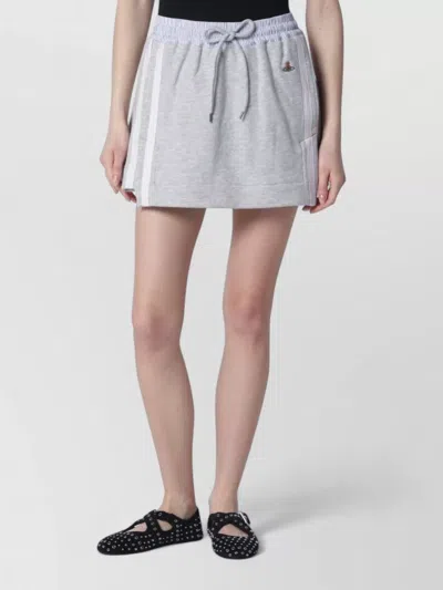 Vivienne Westwood Grey Mini Skirt With Orb Logo In Gold