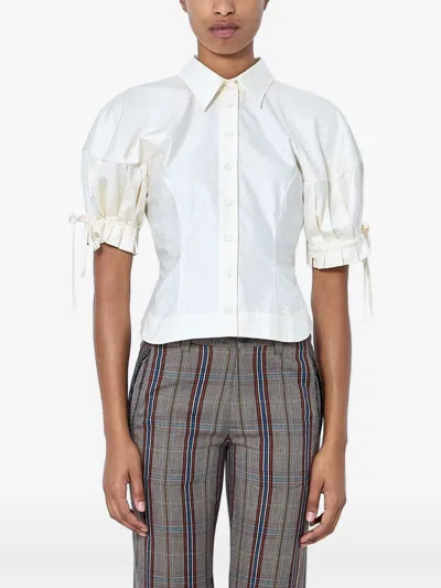Vivienne Westwood Pleated-sleeve Cotton Shirt In White
