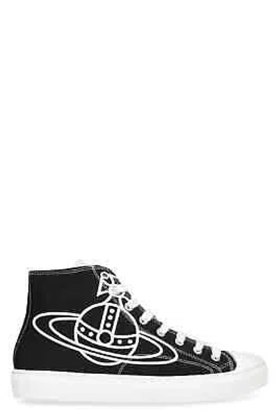 Pre-owned Vivienne Westwood Plimsoll Canvas High-top Sneakers In Black
