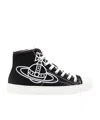 Vivienne Westwood High Top Canvas Plimsoll Cotton Canvas Black 11-45 Men In Black