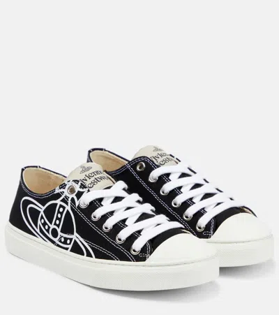 Vivienne Westwood Low-top Sneakers With Bold Logo Graphic In Black