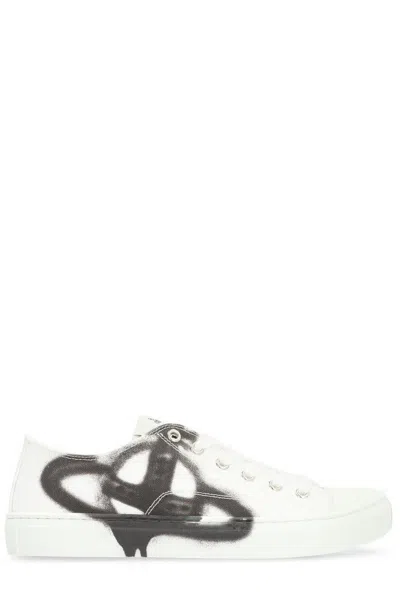 Vivienne Westwood Plimsoll Low Top 2.0 In White-black-orb