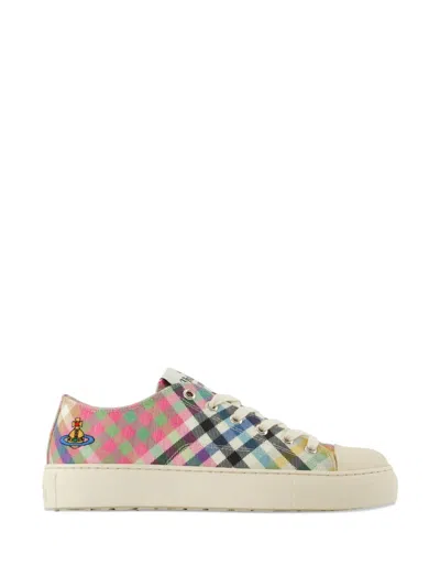 Vivienne Westwood Plimsoll Plaid Sneakers In White