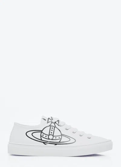 Vivienne Westwood Plimsoll Orb-print Canvas Sneakers In White
