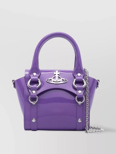 Vivienne Westwood Polished Calf Leather Shoulder Bag In Purple