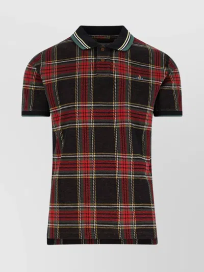 Vivienne Westwood Polo Collared Shirt Ribbed Cuffs In Black
