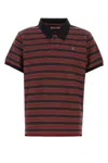 Vivienne Westwood Multicolor Polo Shirt With Orb Decoration On The Chest And All-over Stripes Motif In Cotton Man In Gold