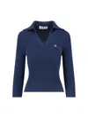 Vivienne Westwood Ribbed Collared Top Short Sleeves In Blue