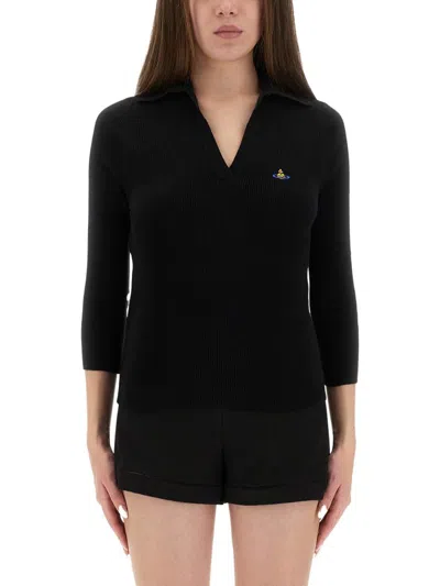 Vivienne Westwood Polo Shirt "navy" In Black