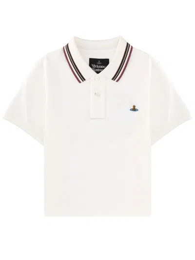 Vivienne Westwood Striped-collar Polo Shirt In White
