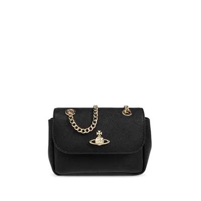 Vivienne Westwood Purse Chain-link Strap Gold-tone Hardware In Black
