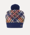 Vivienne Westwood Pom Pom Beret Check Knit Blue Os-u Unisex In Blue
