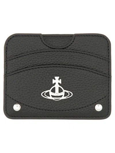 VIVIENNE WESTWOOD VIVIENNE WESTWOOD PORTACARTE A MEZZA LUNA CON LOGO "ORB" UNISEX