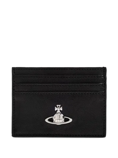 Vivienne Westwood Portacarte Flat In Pelle Effetto Lavato In Nero