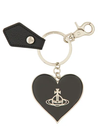 Vivienne Westwood Portachiave Mirror Heart In Black