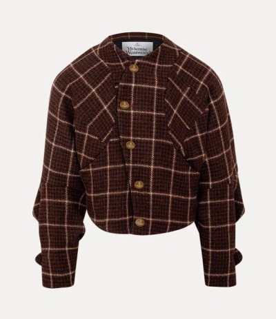 Vivienne Westwood Pourpoint Jacket Harris Tweed Check Brown Xs Unisex
