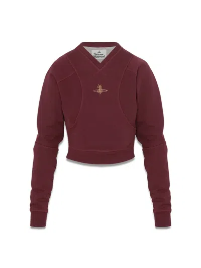 Vivienne Westwood Cropped Pourpoint Sweatshirt Loopback Org Felpa Tartan L Women In Burgundy