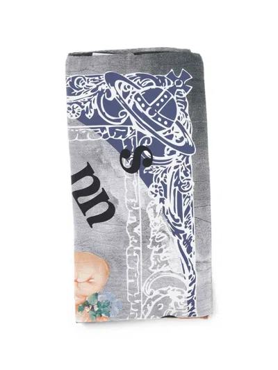 Vivienne Westwood Primavera Cherubs Scarf In Gray