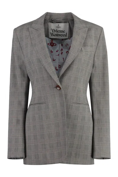 Vivienne Westwood Prince Of Wales Checked Jacket In Gray