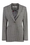 Vivienne Westwood Checkered Structured Blazer With Peak Lapels In Grey