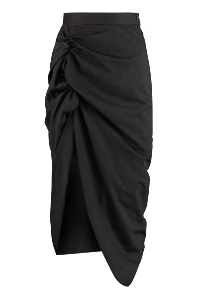 Vivienne Westwood Asymmetric Midi Skirt Gathered Front Detail In Gray
