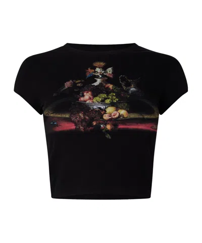 Vivienne Westwood Print Cropped Shortsleeve Tshirt In Black