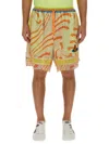 Vivienne Westwood Print Mesh Shorts With Fringed Hem In Multicolor