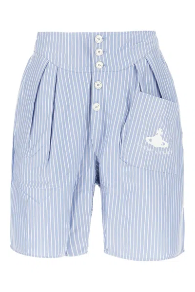 Vivienne Westwood Romario Bermuda Shorts Striped Jersey White / Blue Xl Unisex