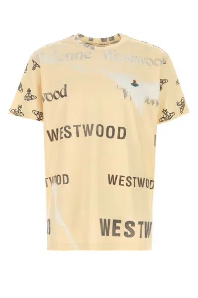 Vivienne Westwood Beige Crewneck Printed T-shirt In Gold
