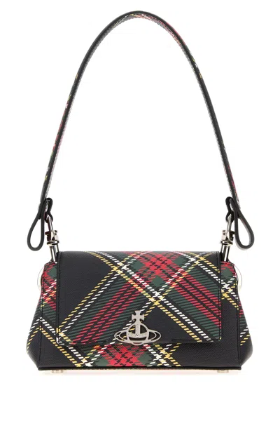 Vivienne Westwood Printed Leather Small Hazel Shoulder Bag In White