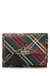 Vivienne Westwood Leather Wallet With Printed Design And Flap In Green