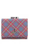 Vivienne Westwood Small Frame Wallet Saffiano Printed Blue-orange-tartan One Size Women In Blueorangetartan